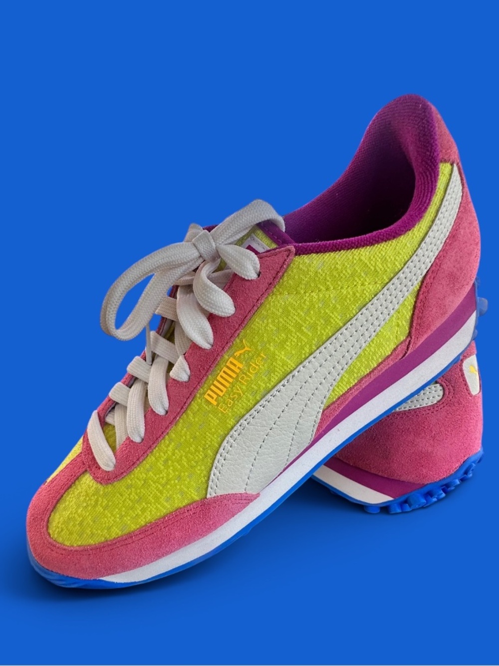 Puma Colorful Retro Running Sneakers Size Women’s 9 Pink Lime Cream Blue